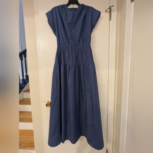 Bendigo Impressions Small Blue Navy Dress Maxi Dress Cotton Made In USA